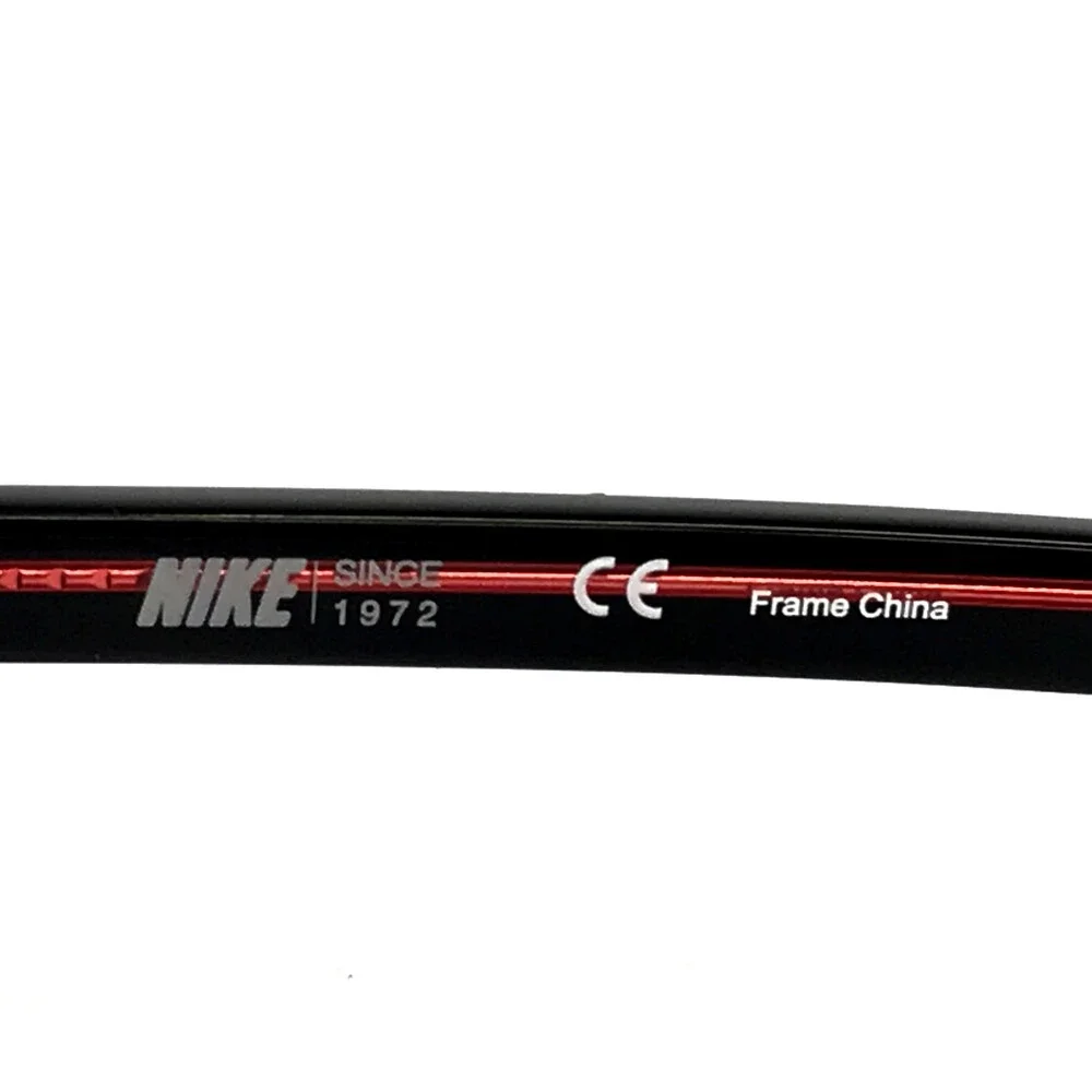 Nike Eyeglasses Frames 7242 002 Shiny Black Red Rectangle Full Rim 53-16-140